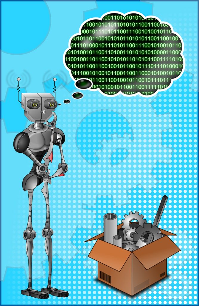 robot, binary, thinker